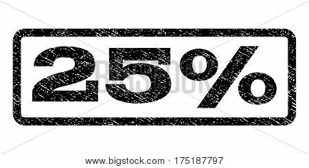 25 Percent watermark stamp. Text tag inside rounded rectangle with grunge design style. Rubber seal stamp with unclean texture. Vector black ink imprint on a white background.