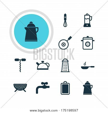 Vector Illustration Of 12 Restaurant Icons. Editable Pack Of Wine Opener, Handmixer, Steamer Elements.