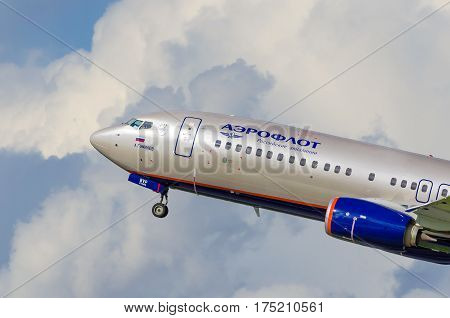 Boeing 737 Aeroflot airlines airport Pulkovo Russia Saint-Petersburg August 2016.