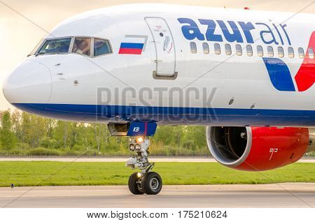 Boeing 757 Azur air airlines airport Pulkovo Russia Saint-Petersburg August 2016.