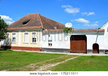 Typical house in the village Crit-Kreutz, Transylvania. The villagers started building a single-nave Romanesque church, which is uncommon for a Saxon church, in the 13th century.