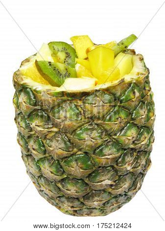 fruit salad with kiwi mango and honeymelon in pineapple