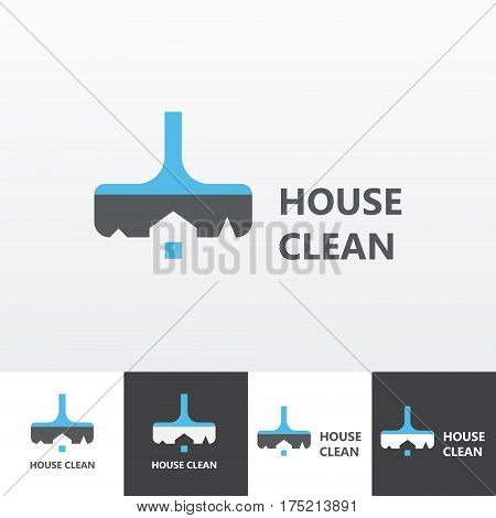 Vector logotype for house cleaning and maintenance eps file horisontal and vertical view