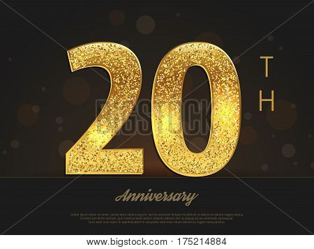 20th anniversary decorated invitation/greeting card template. Vector illustration.