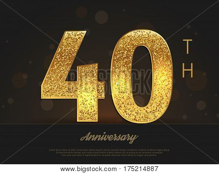 40th anniversary decorated invitation/greeting card template. Vector illustration.
