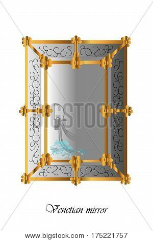 Vector illustration background or post card with venetian mirror