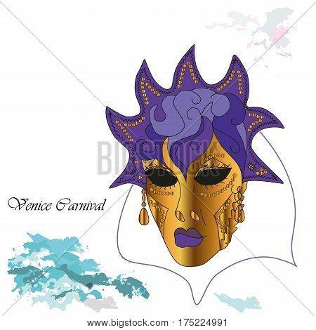 Vector illustration background with venetian mask at the carnival