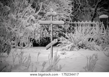 Cross in Bila Tserkva. snow. winter. orthodoxy.