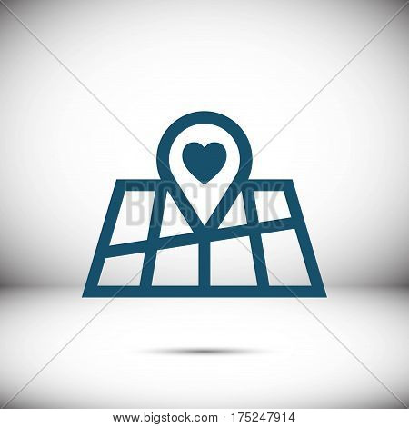 pointer pin up icon with heart stock vector illustration flat design