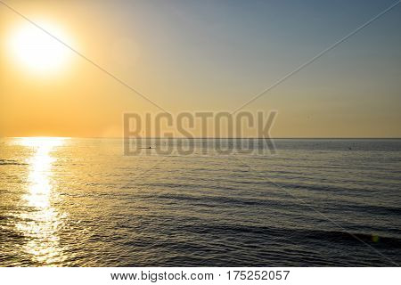 Sea Sunset. Evening At Sunset In The Sea.