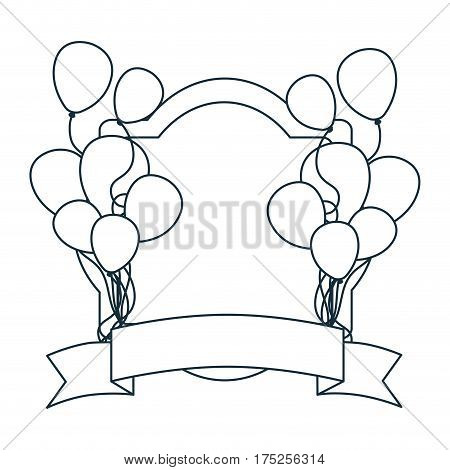 figure decorative emblem with ribbon and bolloons icon, vector illustraction design