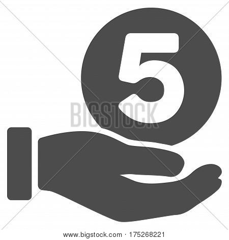 Five Cents Payment Hand vector pictograph. Illustration style is a flat iconic gray symbol on white background.