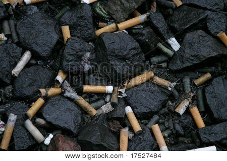 Doku arka plan görüntüsü sigara yere