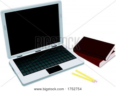 Laptop And Books