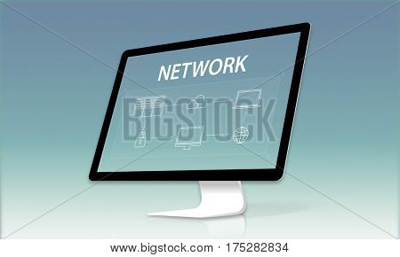 Cloud network connection graphic overlay