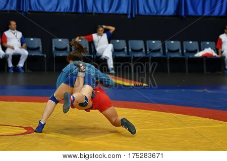 Orenburg, Russia - 29 October 2016: Girls Compete In Sambo