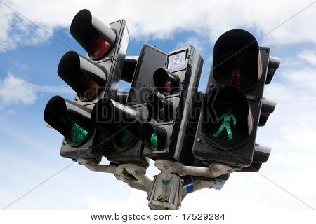 Rowerów, samochodów i pieszych sygnalizacji świetlnej w Kopenhadze, dania