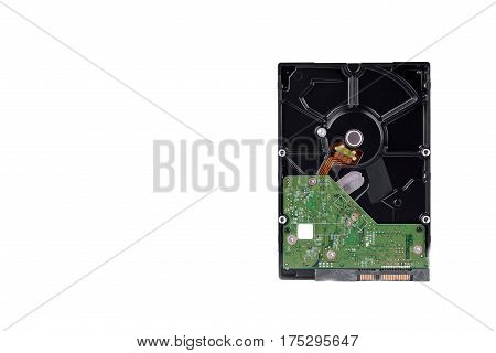 board  harddisk drive is the data storage for the digital data computer on white background  harddisk technology isolated