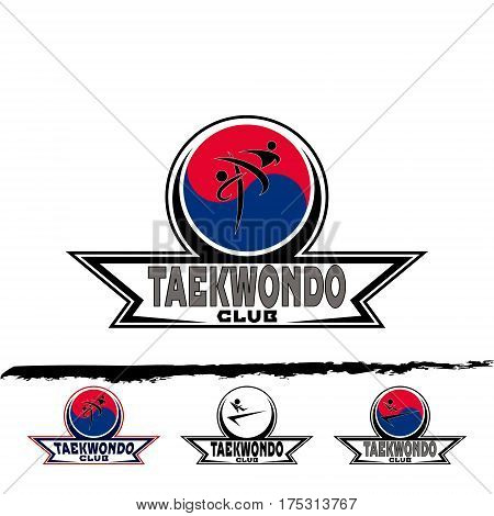 Set taekwondo logo for the team and the cup on a white background