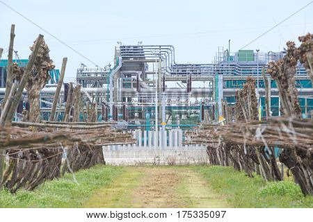 Natural Gas Processing Site near Ravenna, north of Italy
