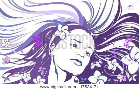 Mujer con flores en el pelo