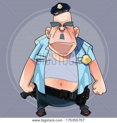 cartoon big man in a police uniform casually dressed