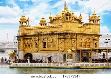 Sikh golden palace in India. Indian temple