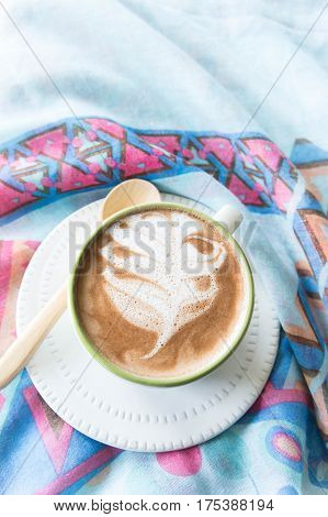 coffee cup and delicious cake strawberry and relax time moblie on table in coffee shop