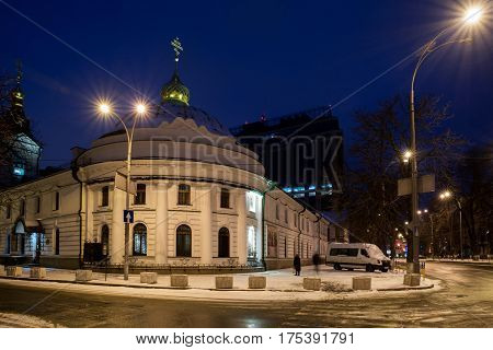 Kiev Vvedensky monastery in winter. orthodox. winter.