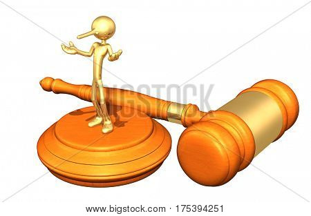 Perjury Legal Gavel Concept 3D Illustration