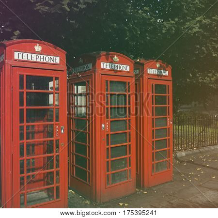 Telephone box britian style in the park