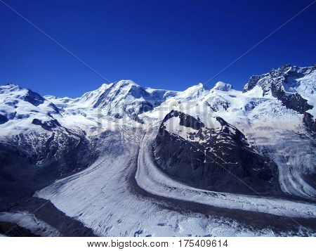 Snow Peak Mountain Scenic View Of Europe Alphine In Summer Clear Sky