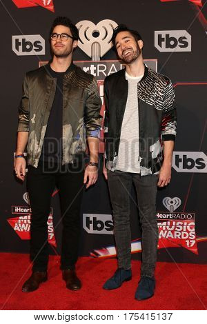 LOS ANGELES - MAR 5:  Darren Criss, Chuck Criss at the 2017 iHeart Music Awards at Forum on March 5, 2017 in Los Angeles, CA
