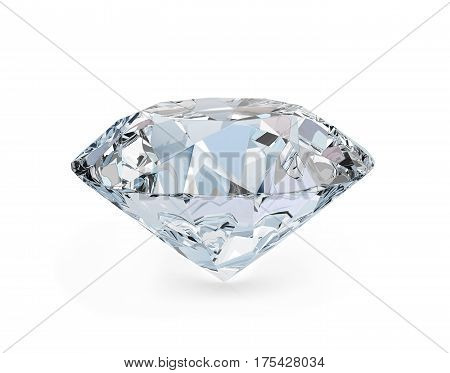 Large diamond jewel. 3d image. White background.