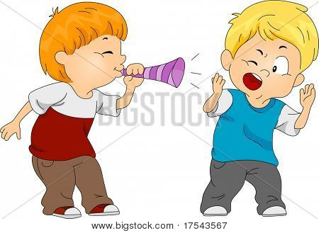 Illustration of a Boy Pulling a Prank on Another Boy