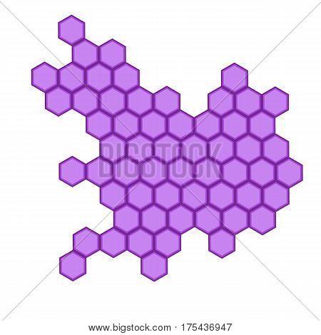 Geometric pattern with hexagons is pictured with lilac tones in the honeycomb.