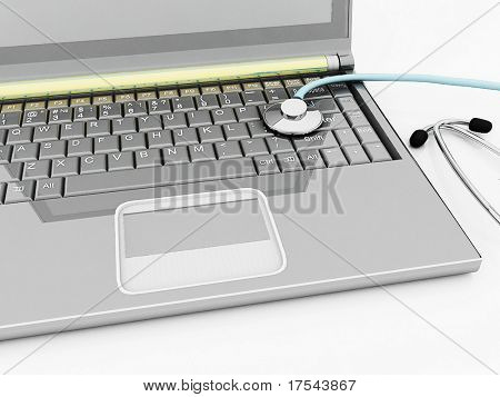Kannettavat diagnostiikkaan. 3D kuvitus