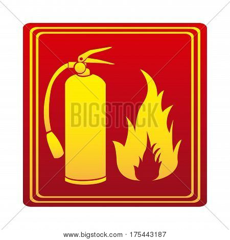 red color signal silhouette fire flame and extinguisher icon vector illustration