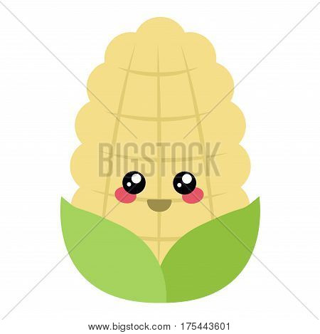 Cartoon corn isolated on white background. Flat style