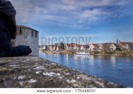 View from the villapark to danube river from a castle
