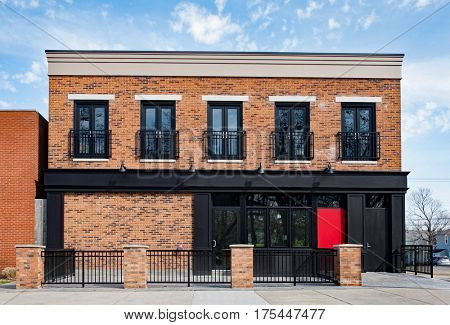 Brick Commercial Building with Black Accents