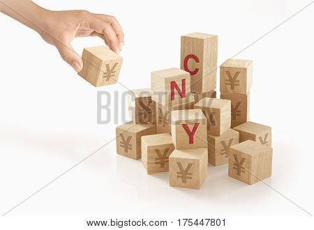 Renminbi chinese money concept on isolated background.