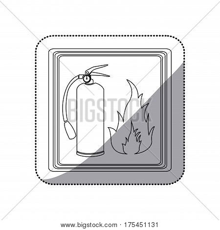 sticker contour signal silhouette fire flame and extinguisher icon vector illustration