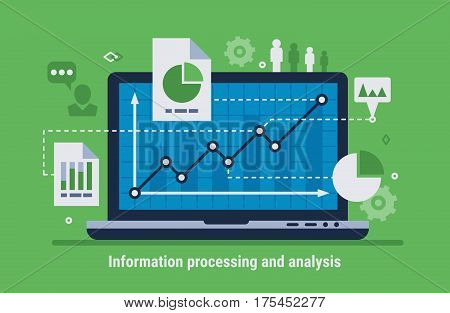 Information processing and analysis. Flat design modern vector illustration.