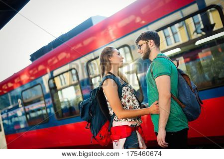 Female says farewall to boyfriend and goes away