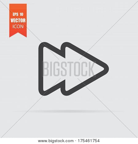 Skip Forward Icon In Flat Style Isolated On Grey Background.