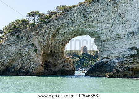 The Arch Rock Window Near Vieste On Gargano