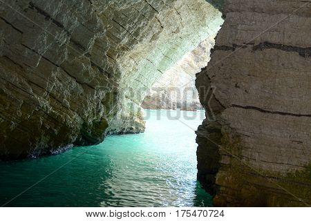 Cave On The Coast Of Gargano National Park On Puglia