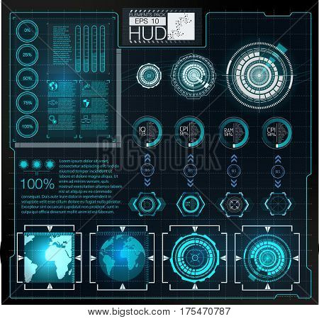 Futuristic user interface.HUD background outer space. Infographic elements. Digital data business abstract background. Infographic elements.