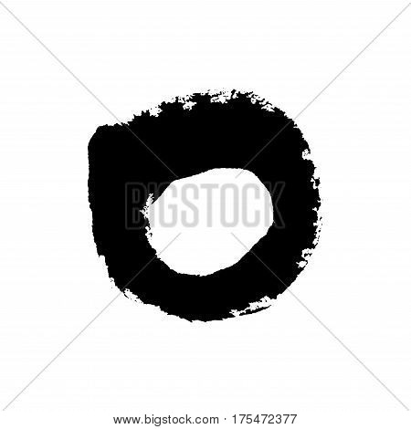 Grudge brush stroke circle isolated on white. Vector design element.
